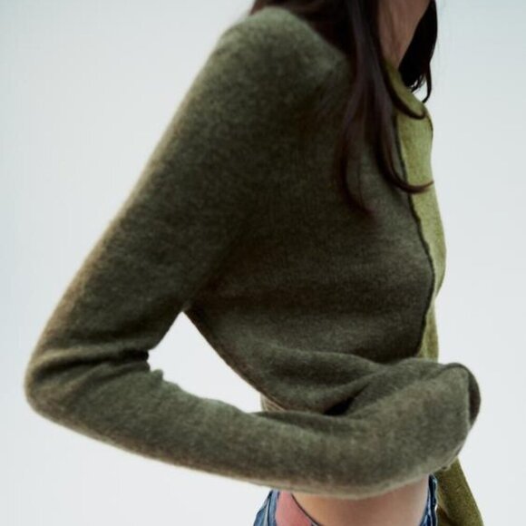 ZARA TWO TONE WOOL BLEND SWEATER - Picture 9 of 10